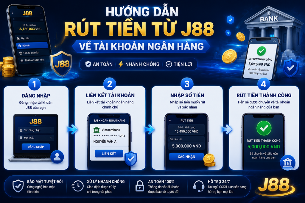 Hướng dẫn rút tiền từ J88 về tài khoản ngân hàng